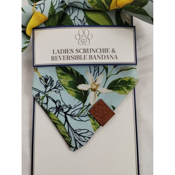 Southern Living Ladies Hair Scrunchie and XS Small Dog Reversible Bandana Floral - Picture 3 of 7